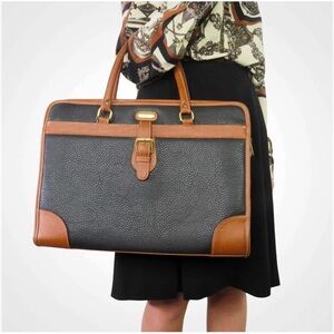 Kathie Lee 1990s Vintage Briefcase Tote Bag Handbag Brown Cognac
Leather